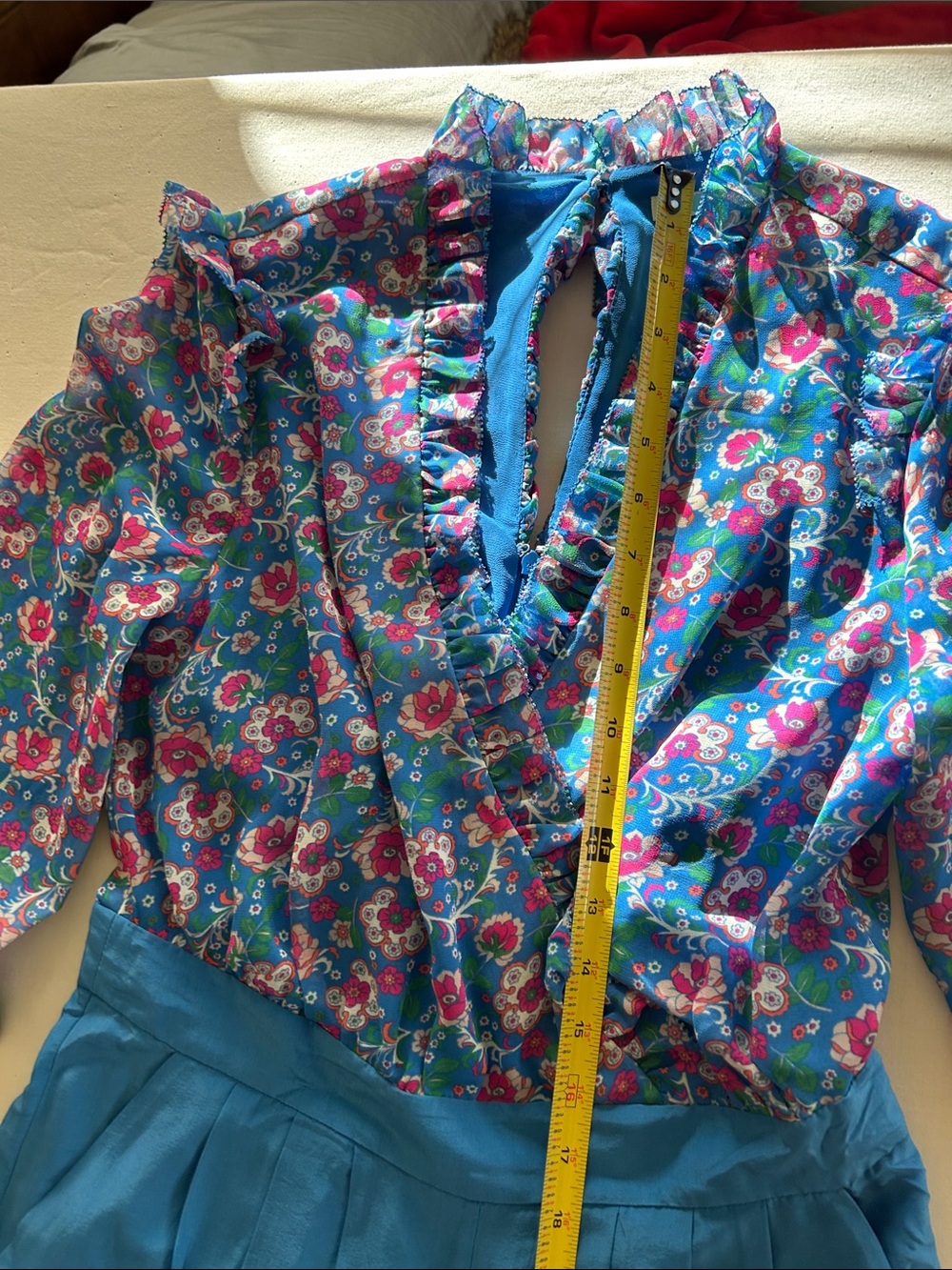 Boden Floral Blue Wide-Leg Jumpsuit Pants - Picture 9 of 11